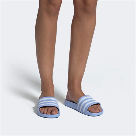 lichtblauwe adidas badslippers|Dames .